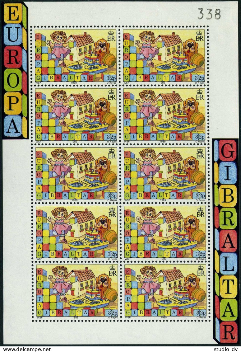 Gibraltar 543-544 Sheets, MNH. Mi 404-407 Klb. EUROPE CEPT-1989, Children Toys. - Gibraltar