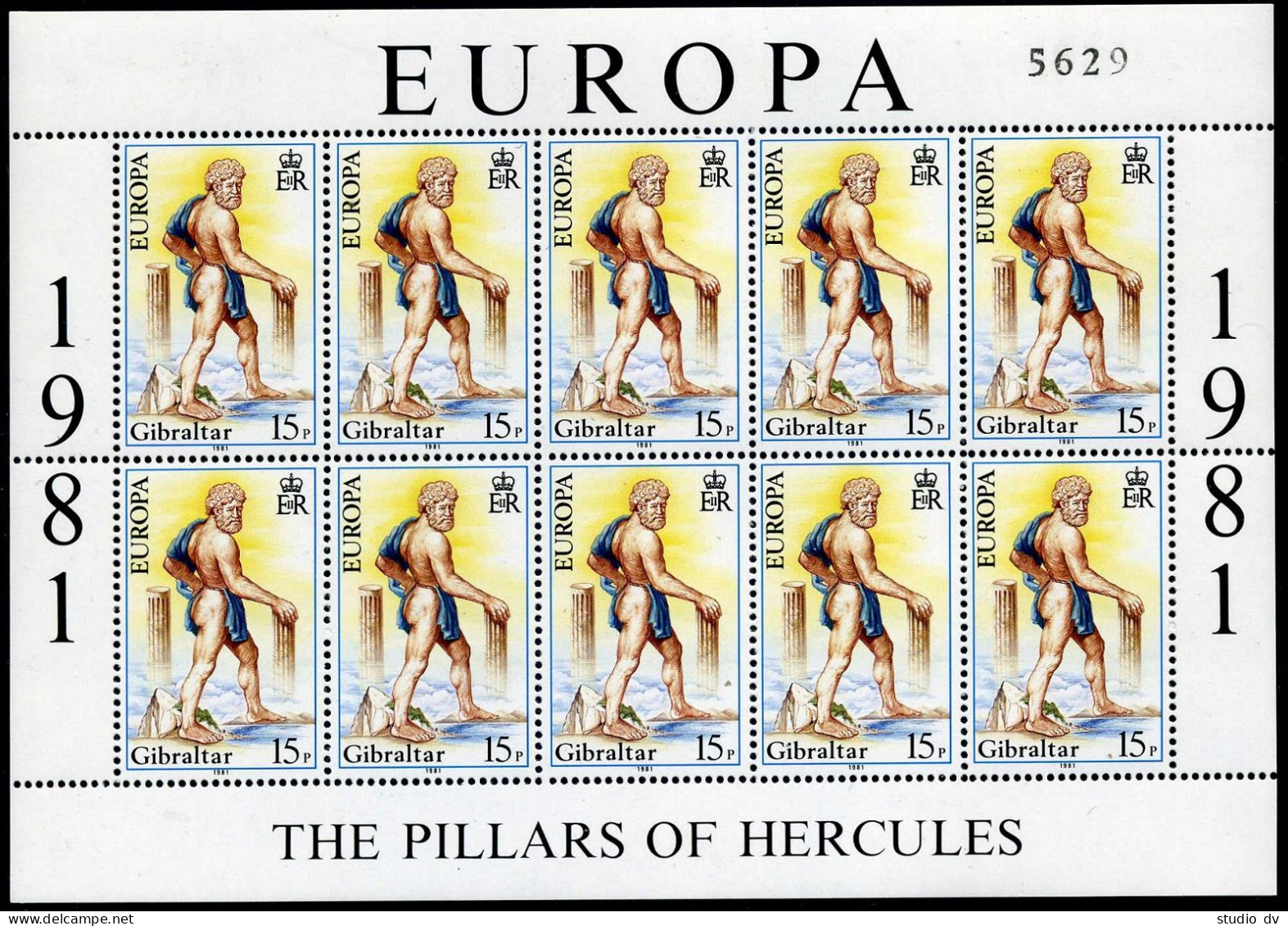 Gibraltar 400-401 Sheets, MNH. Mi 416-417 Klb. CEPT-1981. Folklore.Hercules, Map - Gibraltar