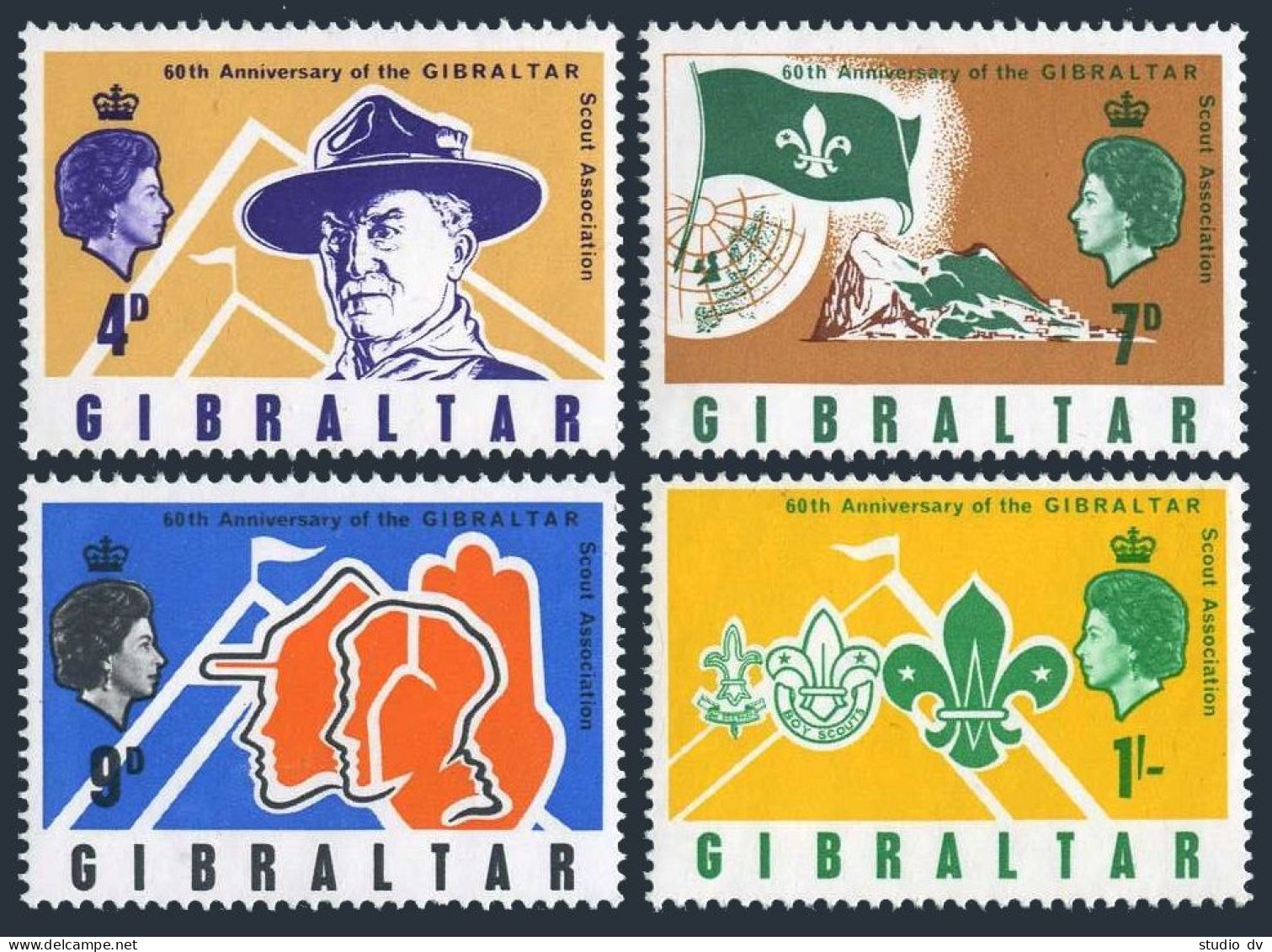Gibraltar 209-212, MNH. Michel 211-214. Scouting 1968. Lord Baden-Powell. - Gibraltar