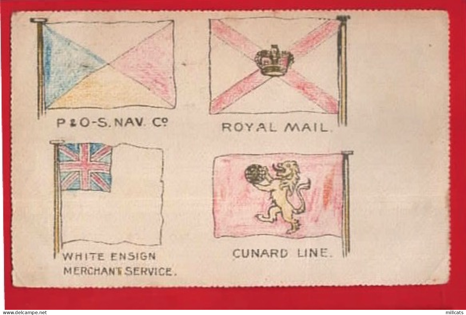 FLAGS OF SHIPPING CUNARD P+O ROYAL MAIL + MERCHANT SERVICE   RAPHAEL TUCK SERIES   - Autres & Non Classés