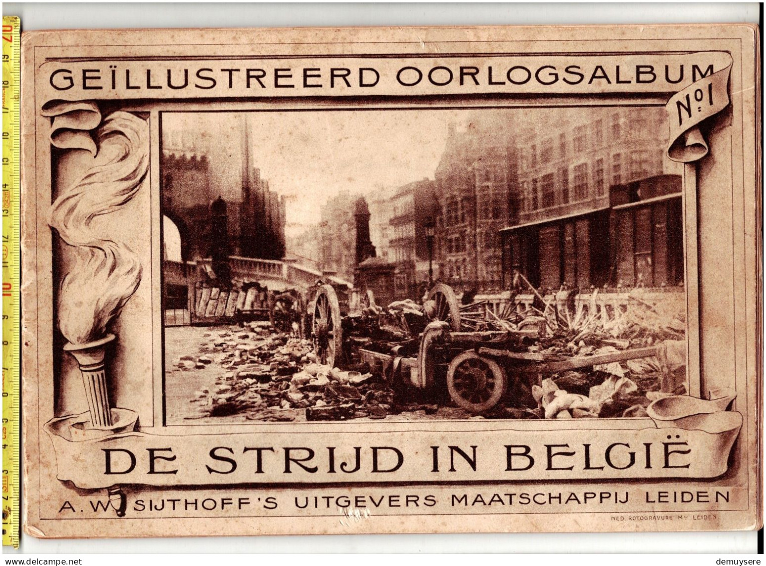 LADE S - GEILLUSTREERD OORLOGSALBUM DE STRIJD IN BELGIE NO I - 32 BLZ MET 32 FOTOS - 1914-18