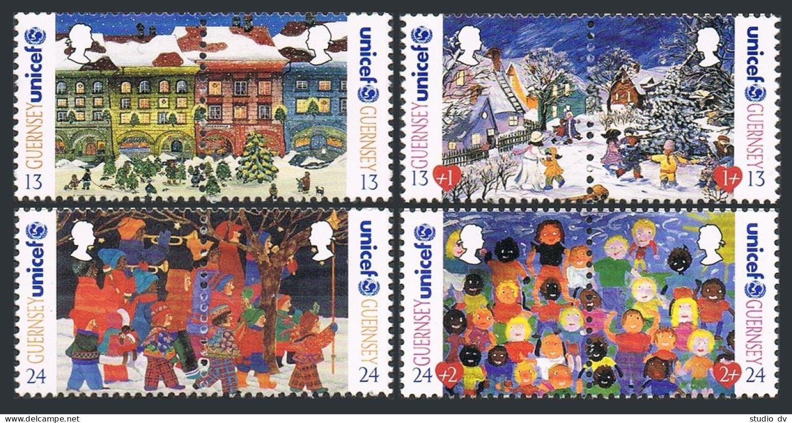 Guernsey 560-563 Ab Pairs,MNH.Michel 693-700. Christmas 1995.Shops In The City, - Guernesey