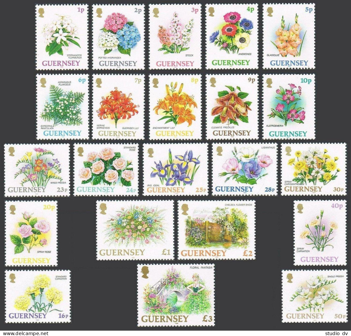 Guernsey 476-497, MNH. Michel 557-566, 598-607, 634. Flowers 1992-1996. - Guernsey