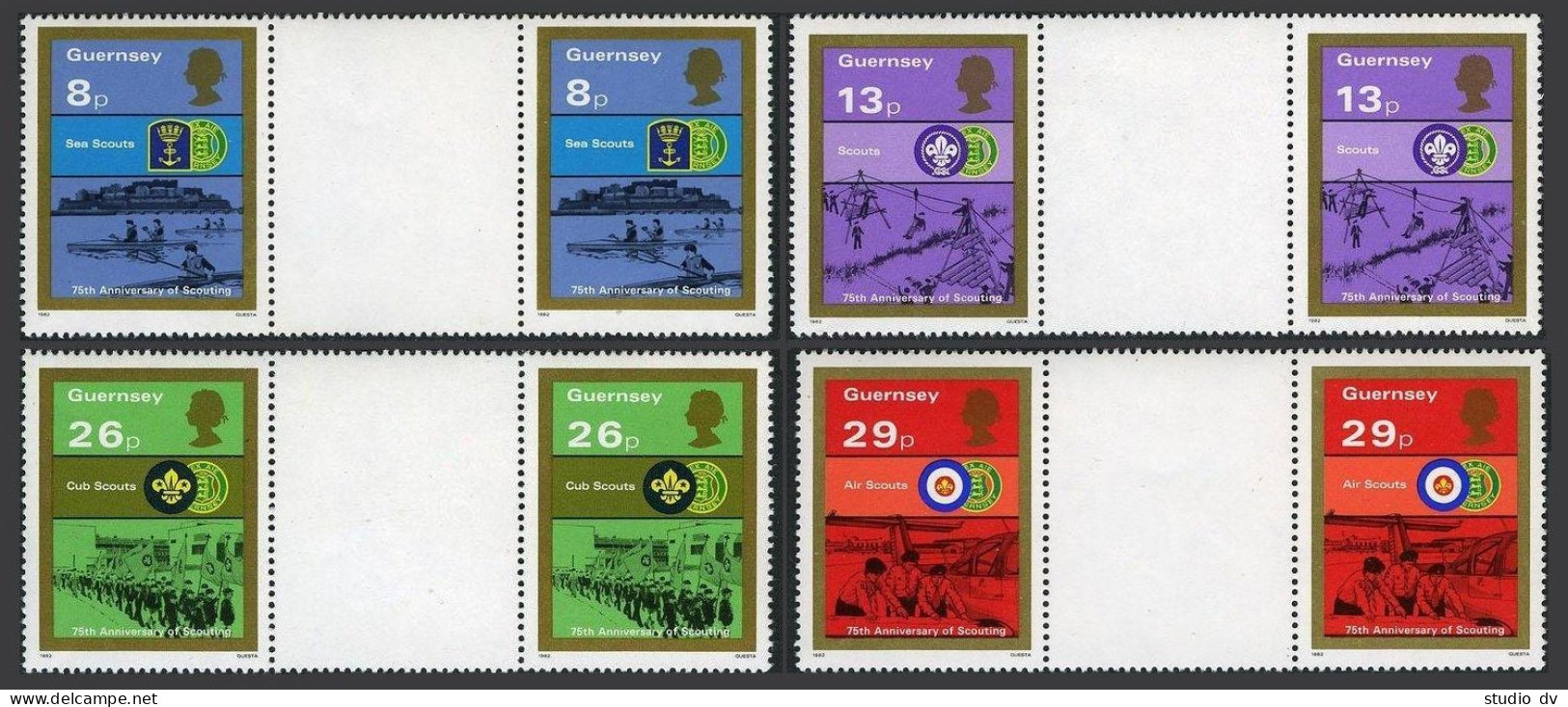 Guernsey 246-249 Gutter,MNH.Michel 251-254. Scouting Year 1982.Sea Scouts.Bridge - Guernesey