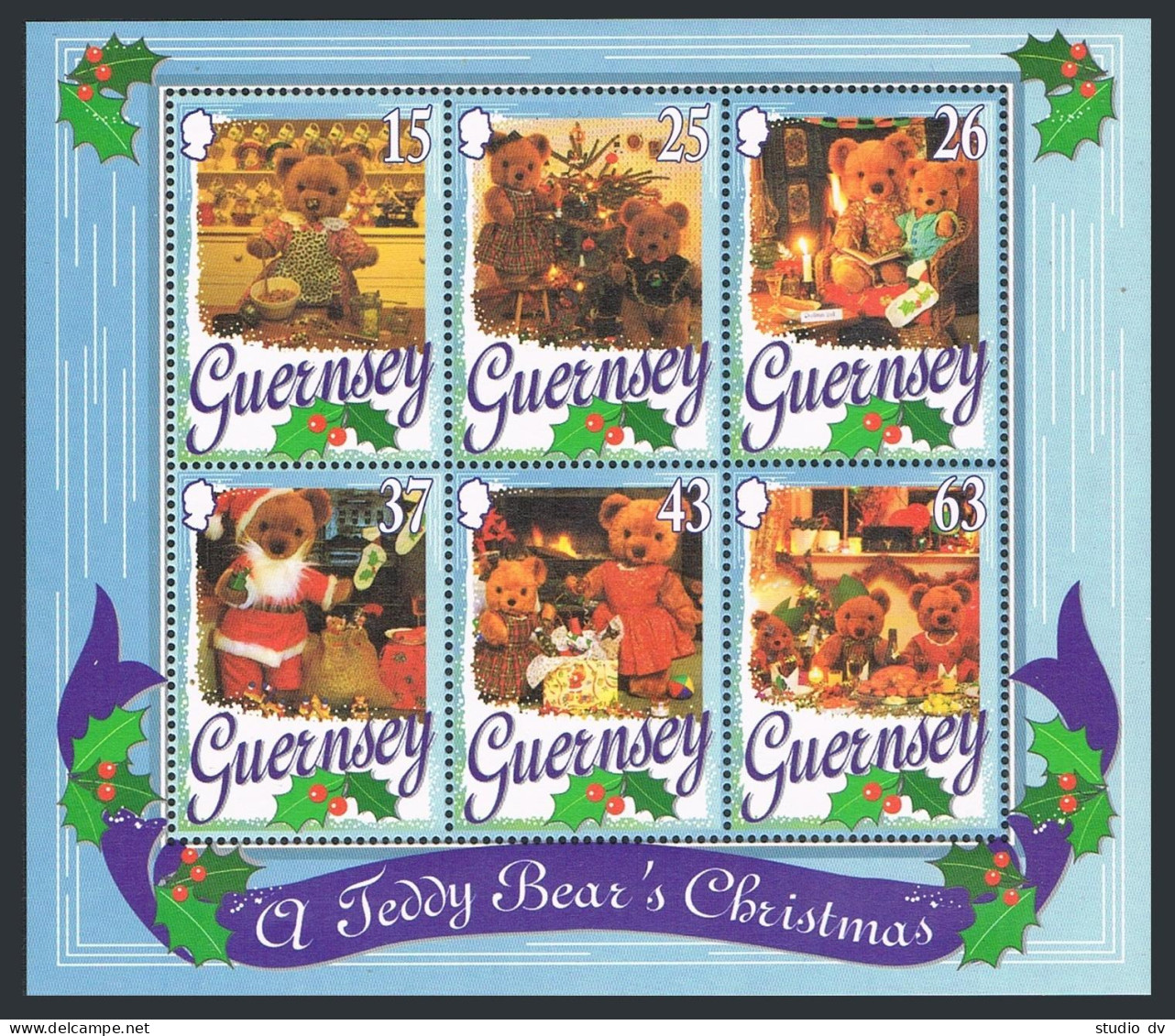 Guernsey 609-614,614a,MNH.Michel 747-752,Bl.20. Christmas 1997.Teddy Bears. - Guernesey