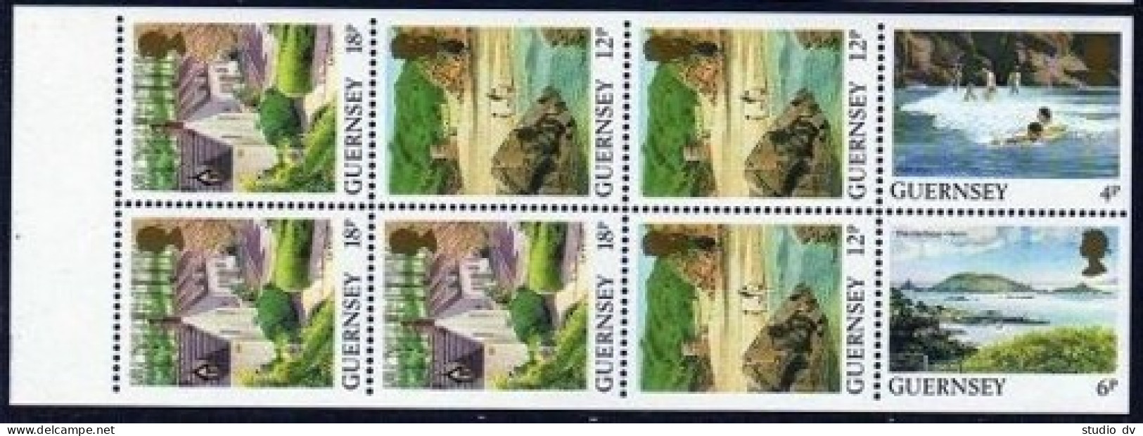 Guernsey 374a,374b Booklet Panes,MNH. Views 1888-1989. - Guernsey