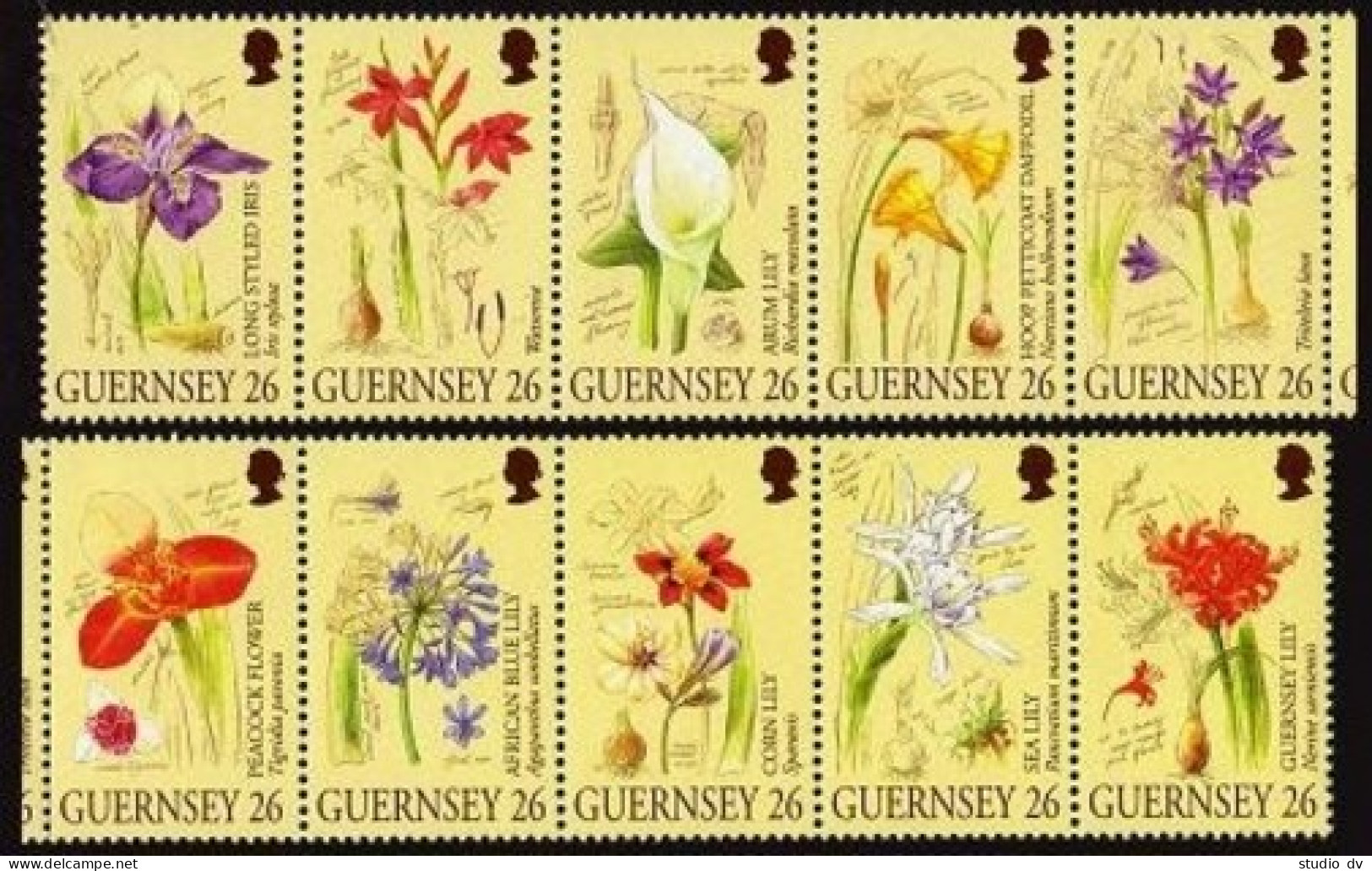 Guernsey 719 Aj 2 Strips,MNH. Flowers In Candie Gardens,2000. - Guernsey