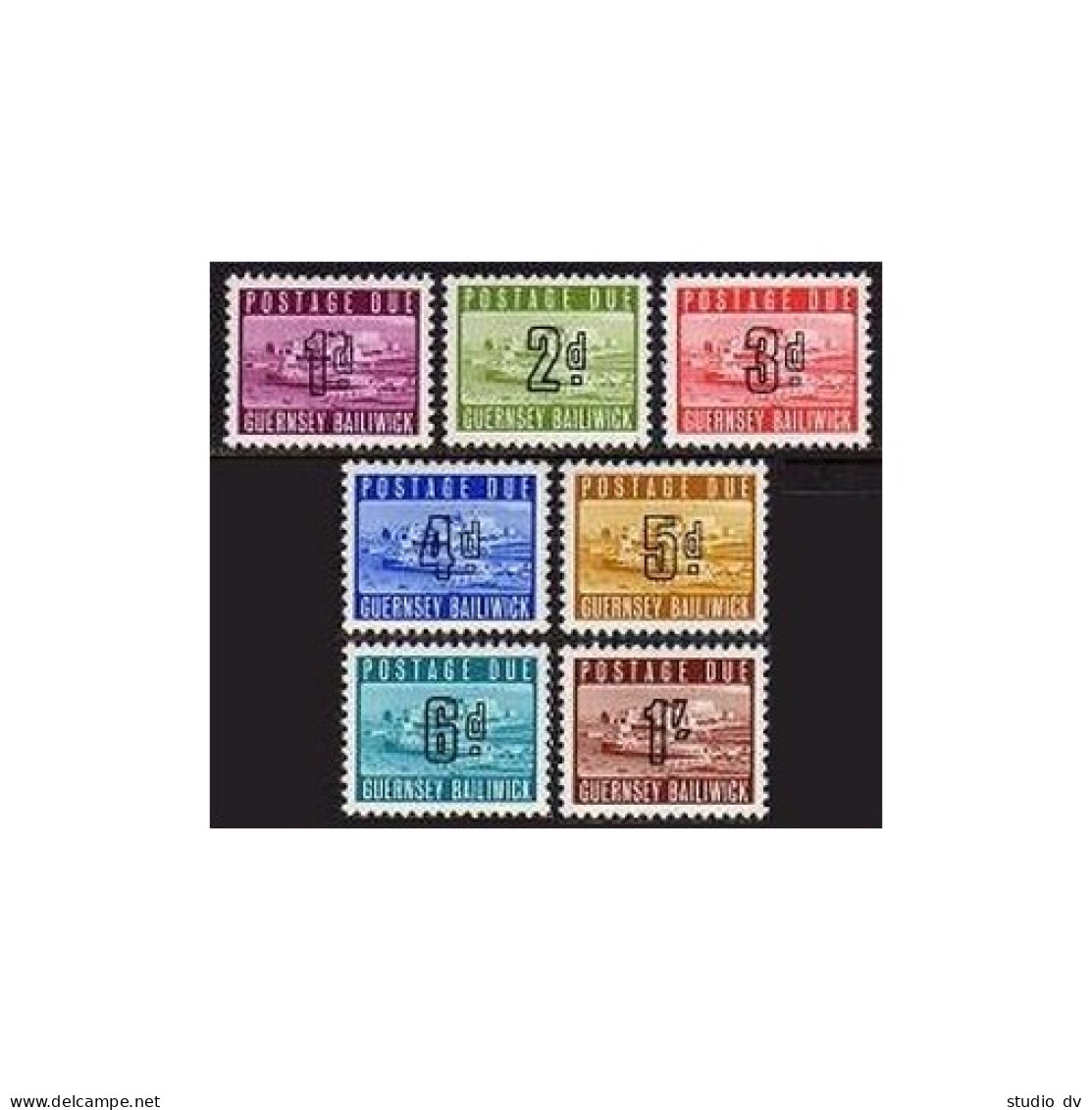 Guernsey J1-J7,MNH.Michel P1-P7. Due Stamps 1969.Castle Cornet & St.Peter Port. - Guernesey