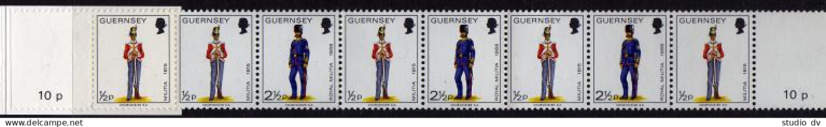 Guernsey 99a, 100a 2 Booklets 10p & 35p, MNH. Military, Militia Uniforms, 1974. - Guernsey
