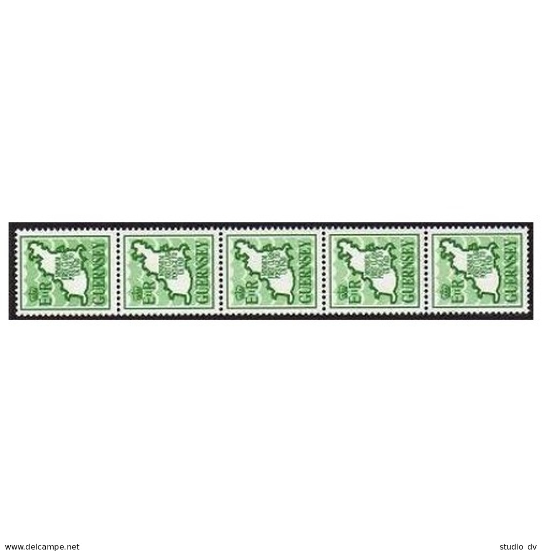 Guernsey 380 Strip Of 5/number,MNH.Michel 482. Minimum First Class Postage To UK - Guernsey