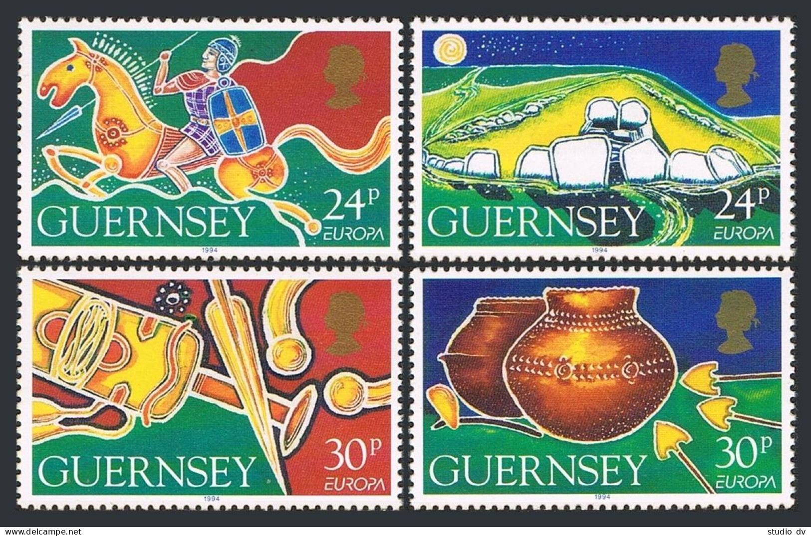 Guernsey 526-529, MNH. Mi 635-638. EUROPE CEPT-1994. Archaeological Discoveries - Guernesey