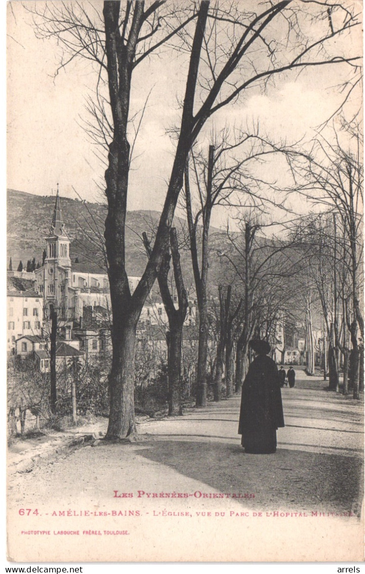 FR66 AMELIE LES BAINS - Labouche 674 - L'église Vue Du Parc De L'Hôpital Militaire - Animée - Belle - Amélie-les-Bains-Palalda