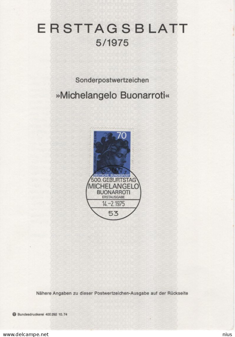 Germany Deutschland Italy Italia 1975-05 Michelangelo Buonarroti, Italian Sculptor, Painter, Architect, Poet, Bonn - 1974-1980