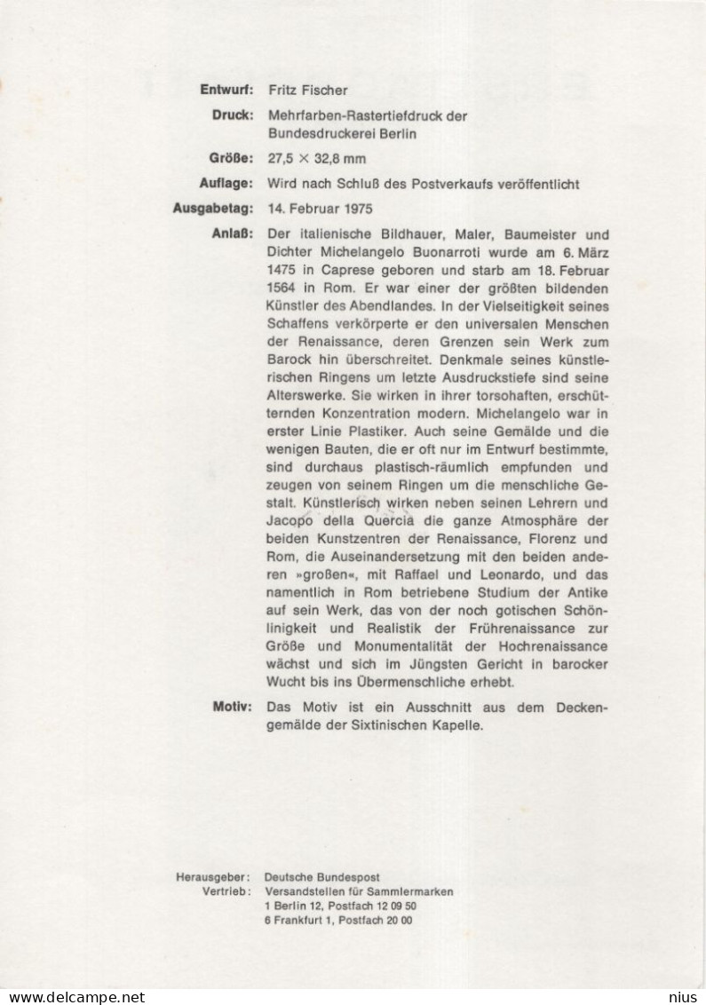 Germany Deutschland Italy Italia 1975-05 Michelangelo Buonarroti, Italian Sculptor, Painter, Architect, Poet, Bonn - 1974-1980