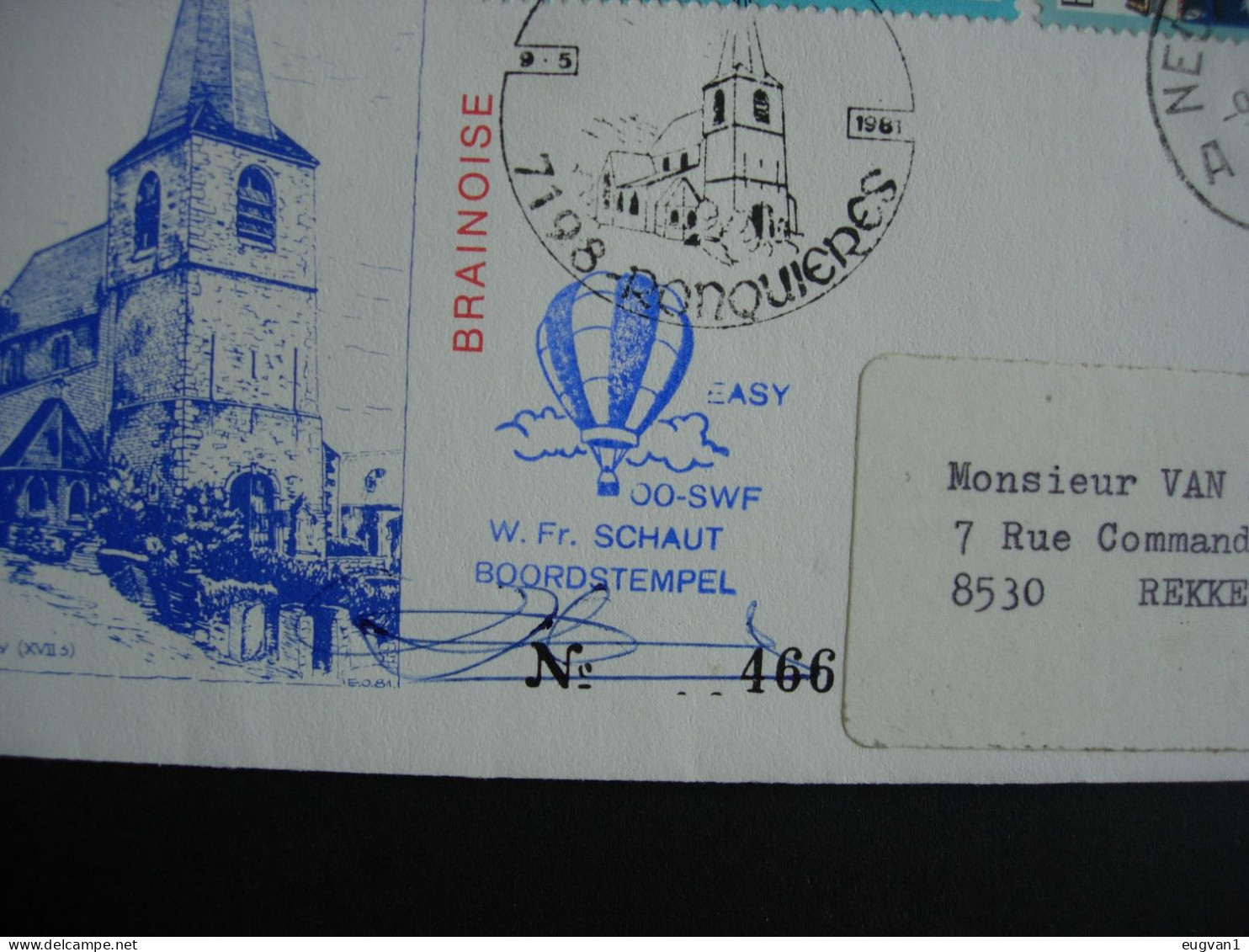 Belgique Vol Par Montgolfière Ronquières 9.5.1981   Signature Du Pilote  Schaut - Fesselballons