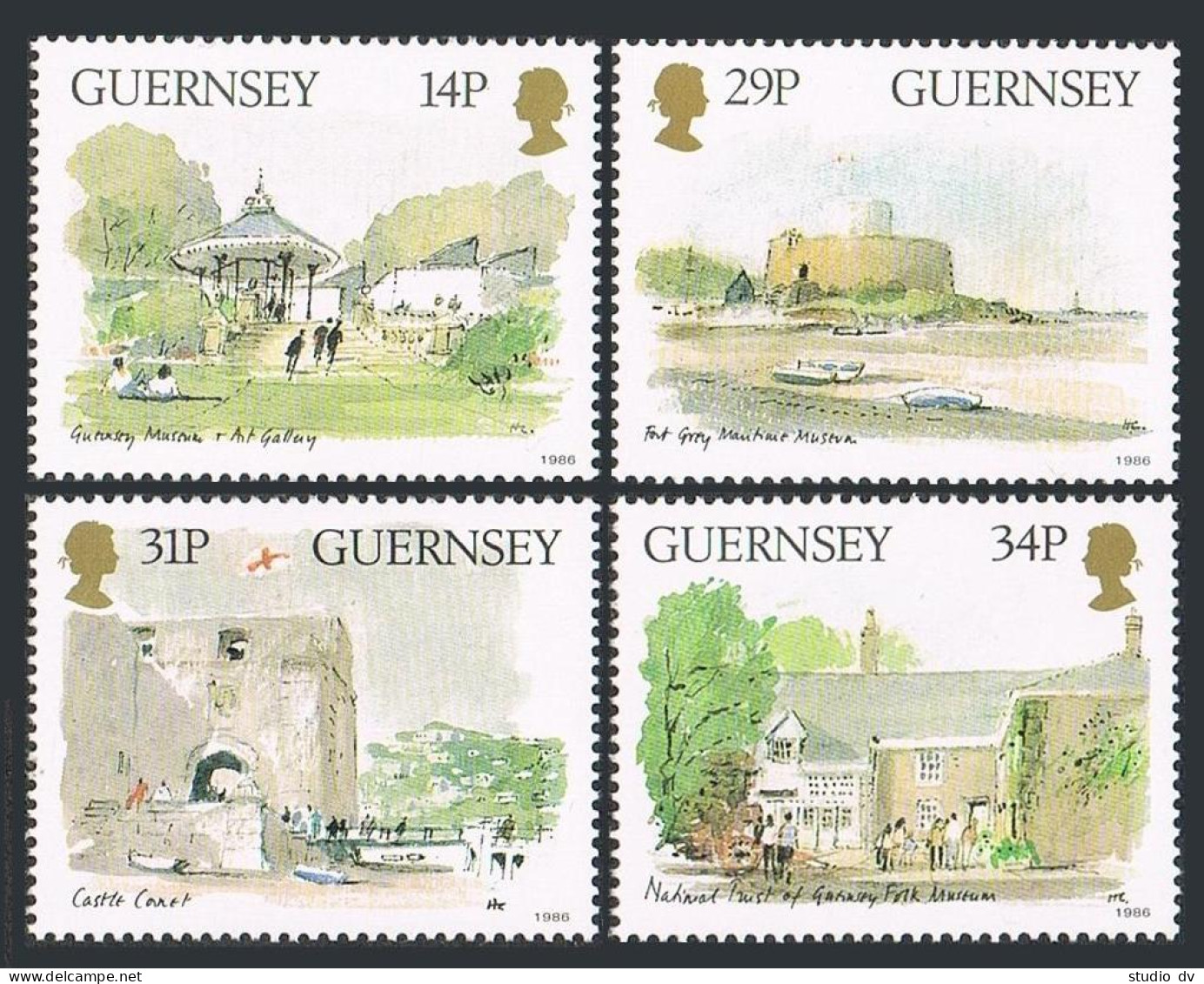 Guernsey 342-345, MNH. Mi 369-372. Guernsey Museum, Art Gallery, Folk Museum. - Guernesey