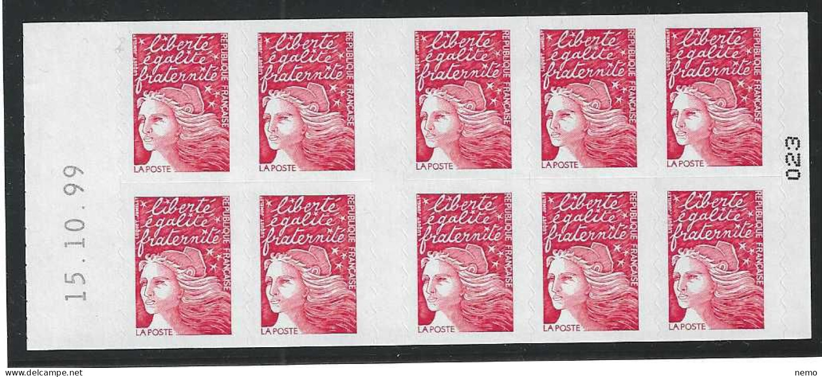 3085-C3 Date: 15.10.99 VARIETE  DE PHOSPHO CARNET  MARIANNE DE  LUQUET - Modern : 1959-…