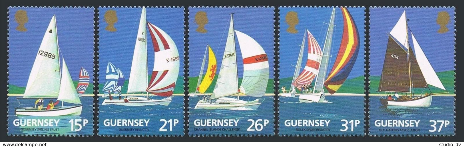 Guernsey 459-463,463a, MNH. Michel 522-526, Bl.7. Guernsey Yacht Club-100, 1991. - Guernesey