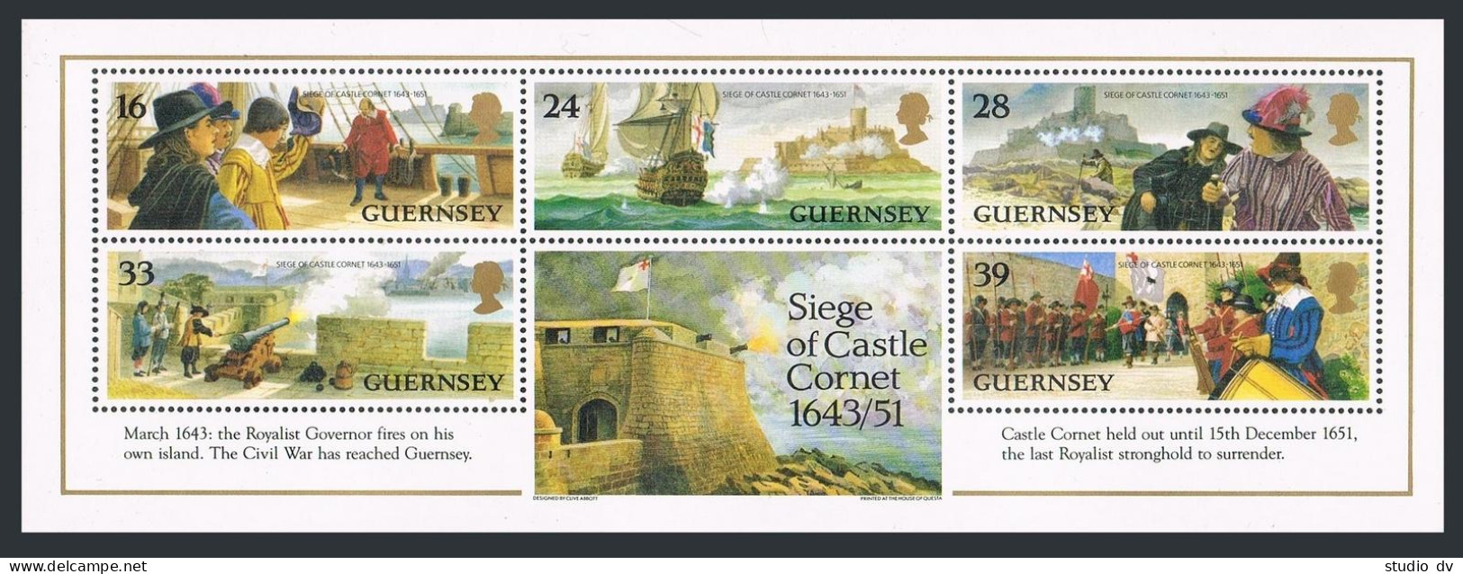 Guernsey 515-519,519a,MNH.Michel 612-616,Bl.10.Siege Of Castle Cornet,1993.Ships - Guernesey