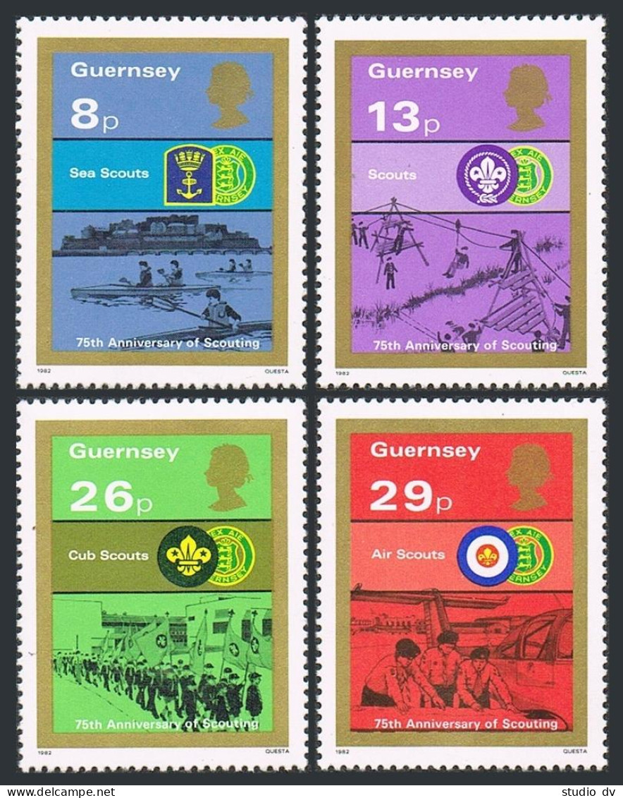 Guernsey 246-249, MNH. Mi 251-254. Scouting Year 1982. Sea Scouts. Bridge.Castle - Guernesey