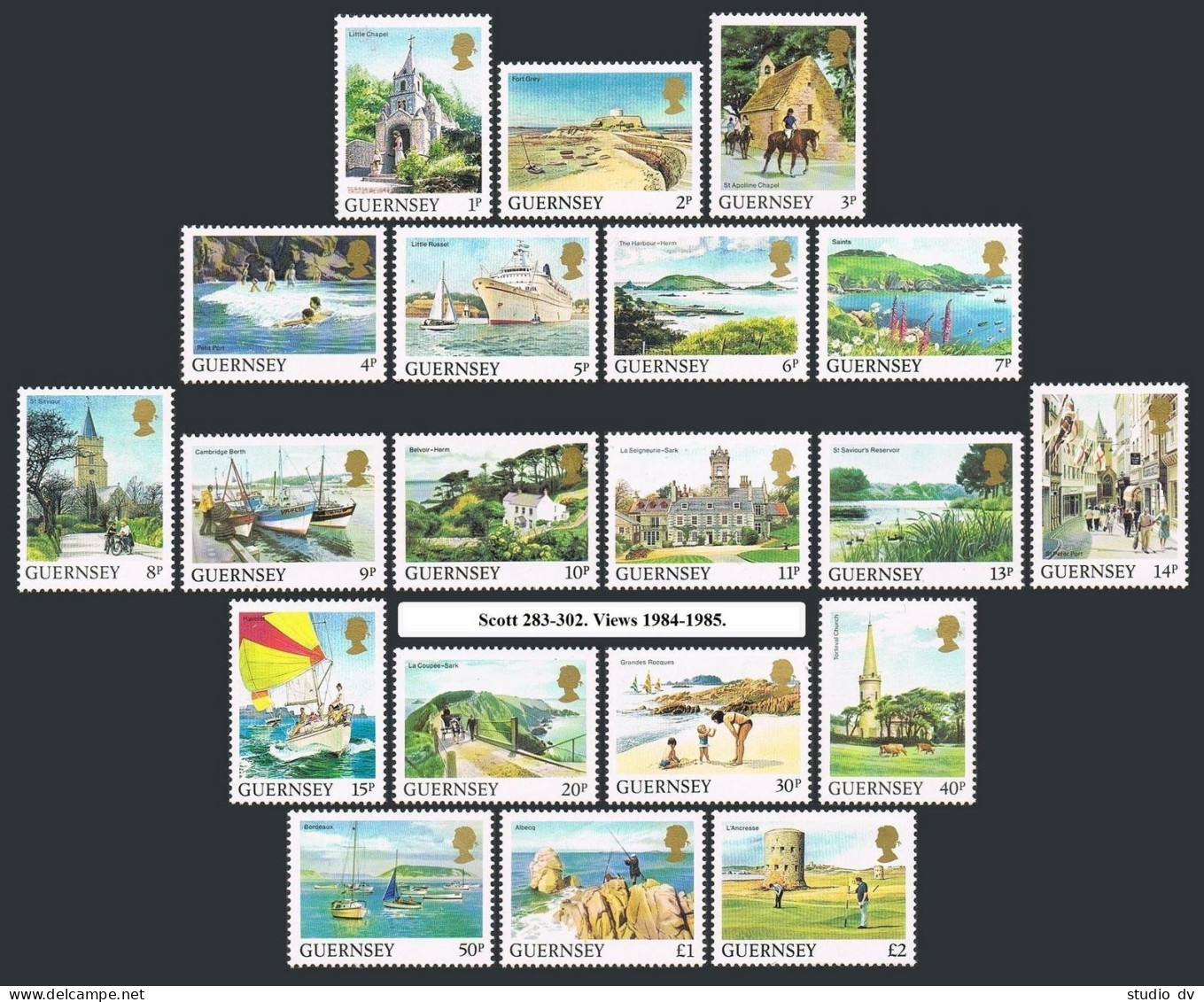 Guernsey 283-302,MNH.Michel 288-297,325-334. Views 1984-1985.Yachts,Castles. - Guernesey