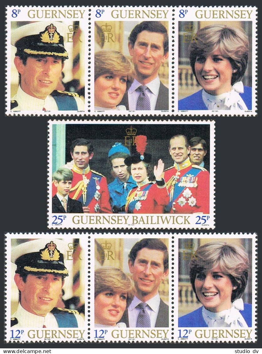 Guernsey 224-226,226a,MNH.Michel 225-231A,Bl.3. Royal Wedding:Charles,Diana. - Guernesey