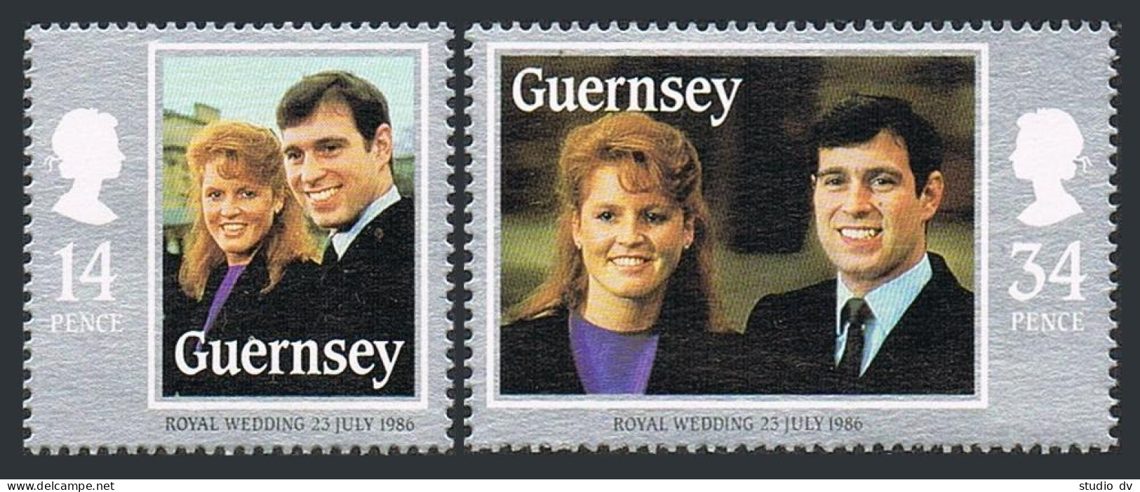 Guernsey 334-335, MNH. Mi 361-362. Royal Wedding 1986. Prince Andrew & Sarah. - Guernesey