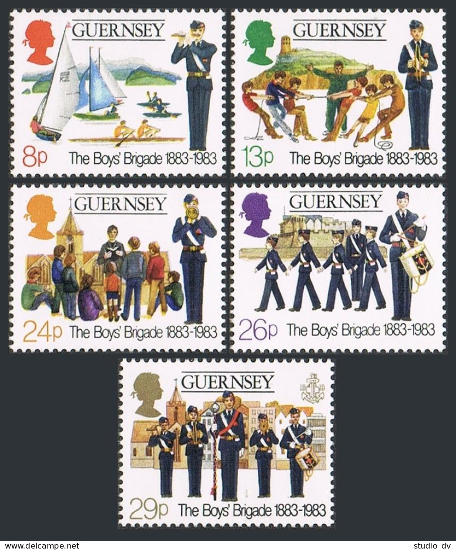Guernsey 255-259, MNH. Mi 260-264. Boys Brigade, 100, 1983. Activities,Yachting. - Guernesey