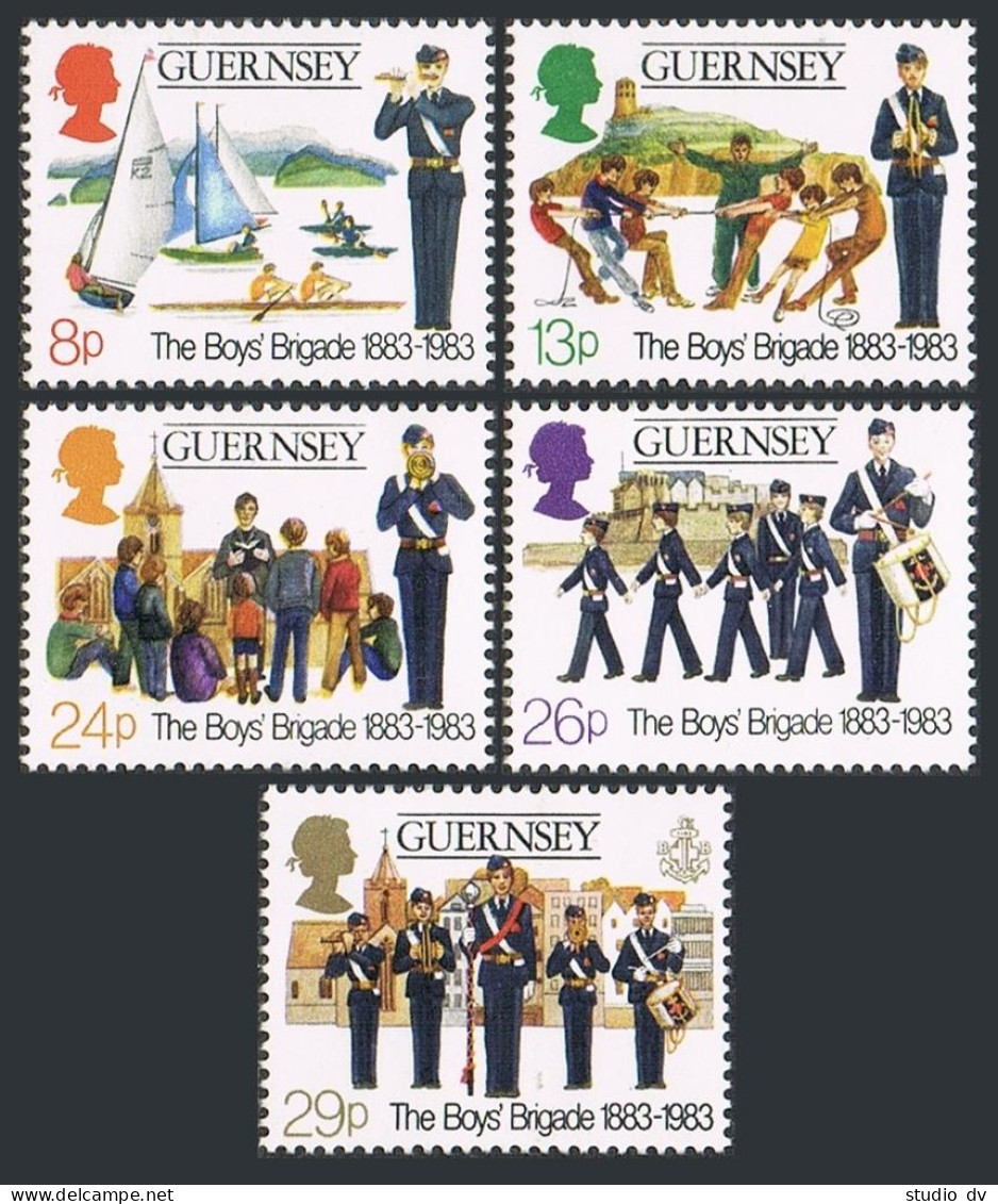 Guernsey 255-259, MNH. Mi 260-264. Boys Brigade, 100, 1983. Activities,Yachting. - Guernsey