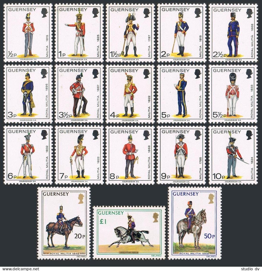 Guernsey 95-110,MNH.Michel 93/136. Military-Militia Uniforms.1974-1977. - Guernsey