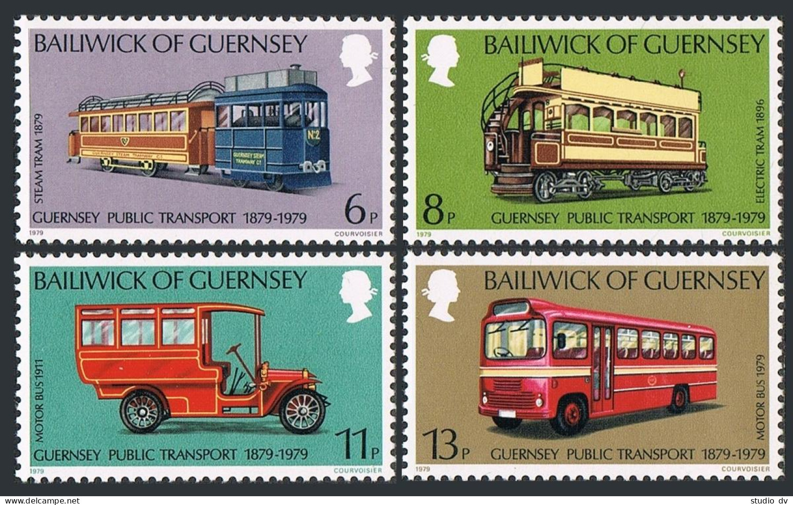 Guernsey 191-194,MNH.Michel 191-194. Public Transportation 1979.Tram,Auto Bus. - Guernesey