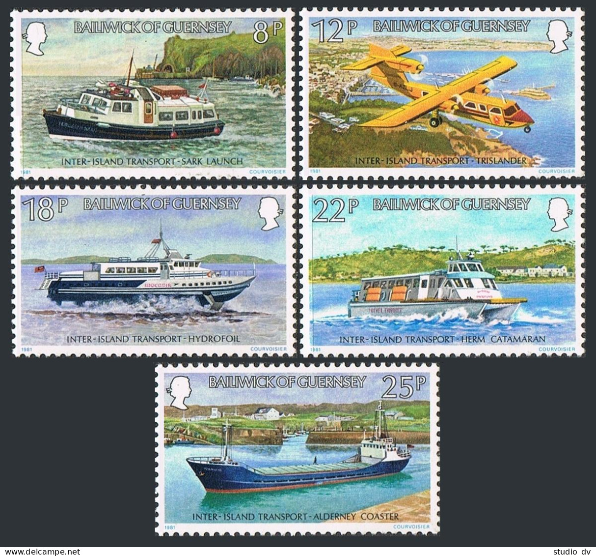 Guernsey 227-231,MNH.Michel 232-236. 1981.Boats,Trislander Plane,Hydrofoil, - Guernsey