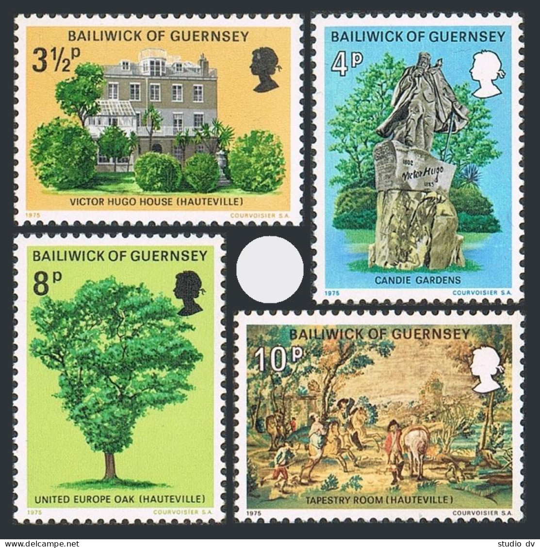 Guernsey 123-126,126a,MNH.Michel 121-124,Bl.1. Victor Hugo.French Writer.1975. - Guernesey