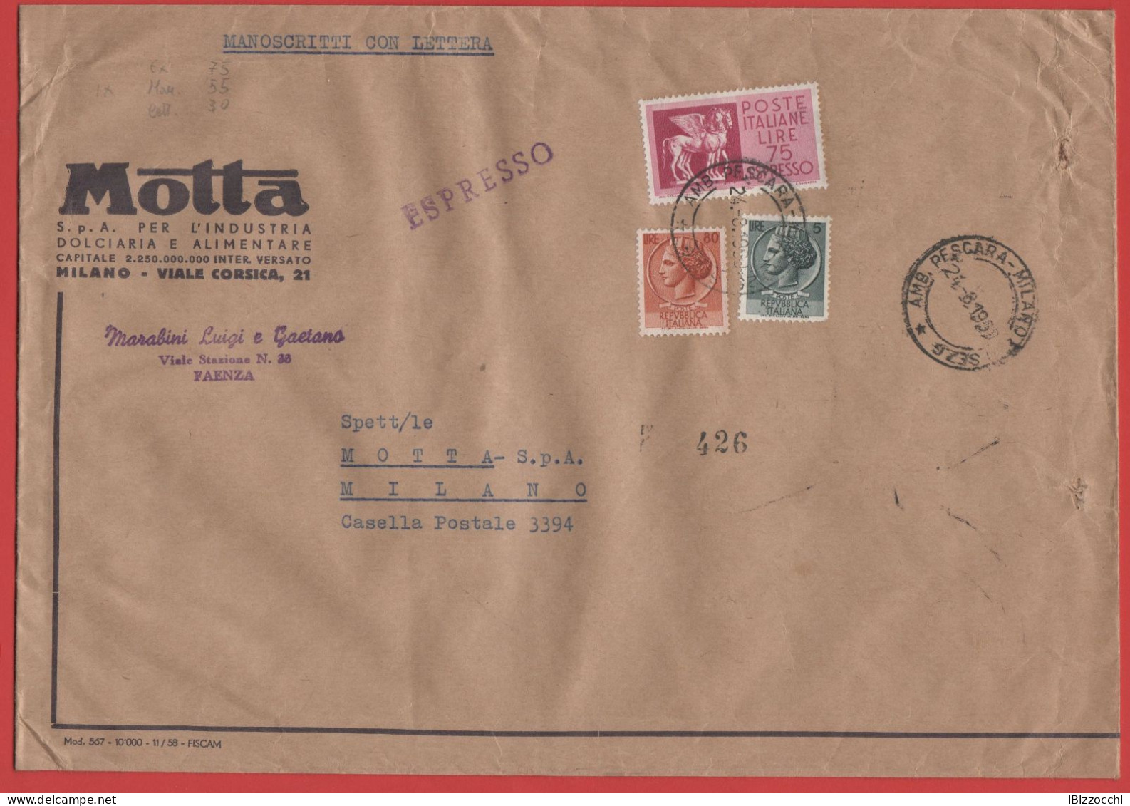 ITALIA - Storia Postale Repubblica - 1960 - 80 Antica Moneta Siracusana + 5 Antica Moneta Siracusana + 75 Cavalli Alati - 1946-60: Marcophilie