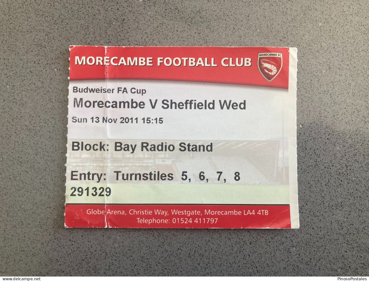 Morecambe V Sheffield Wednesday 2011-12 Match Ticket - Biglietti D'ingresso