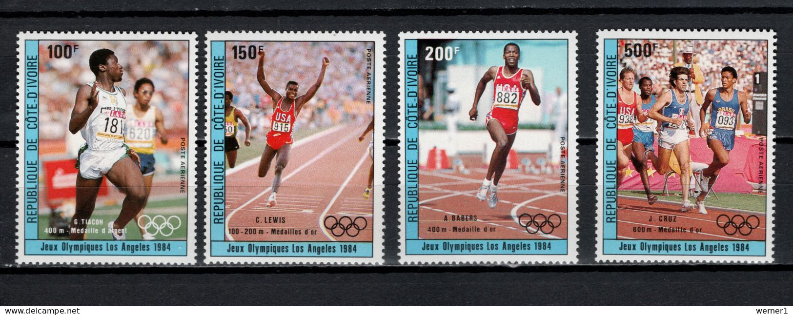 Ivory Coast 1984 Olympic Games Los Angeles, Athletics Set Of 4 MNH - Zomer 1984: Los Angeles