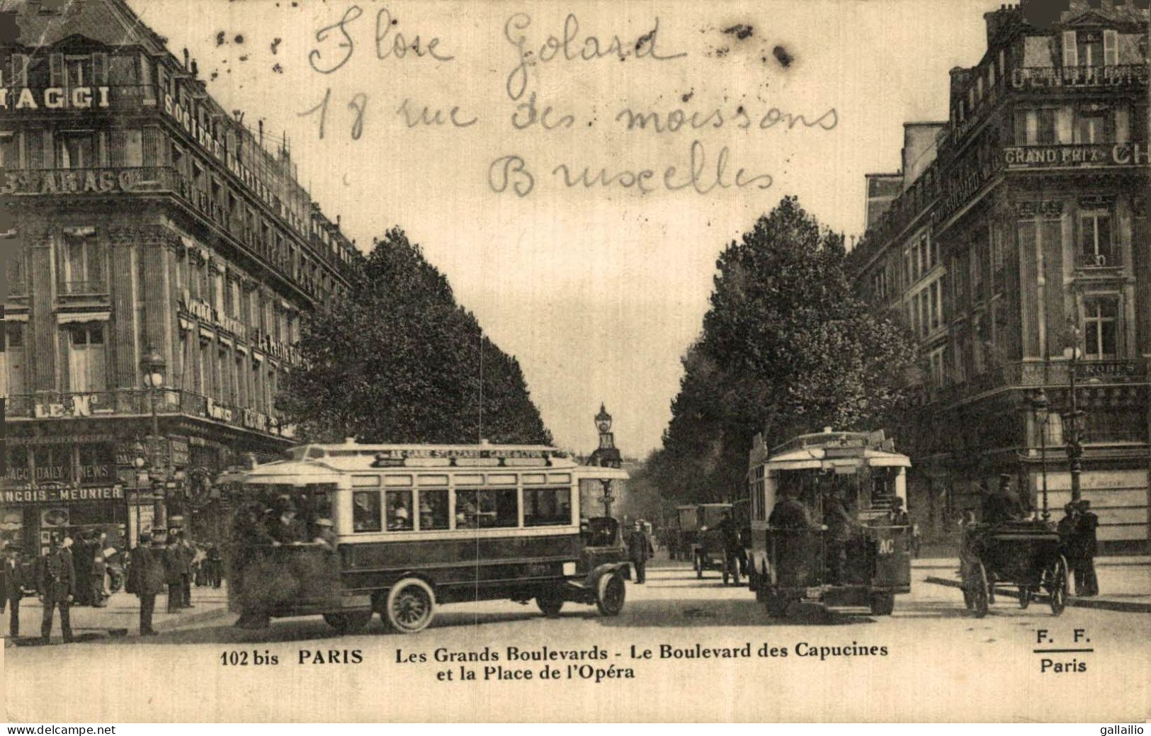 RARE PARIS LE BOULEVRD DES CAPUCINES ET LA PLACE DE L'OPERA - Arrondissement: 09