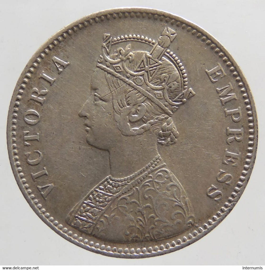 Inde / India 1 Rupee 1877 Victoria Argent (Silver) TTB (EF) KM#492 - Inde