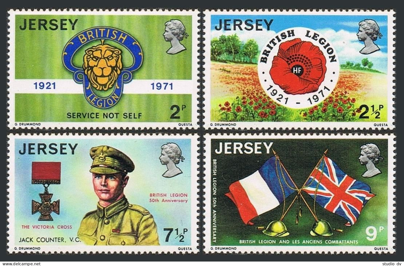 Jersey 53-56,hinged.Mi 53-56. British Legion,50.1971.Lion Emblem,Jack Counter - Jersey