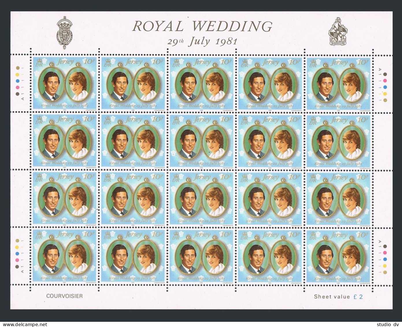 Jersey 280-281 Sheets,MNH.Mi 262-263. Wedding 1981.Prince Charles,Lady Diana. - Jersey