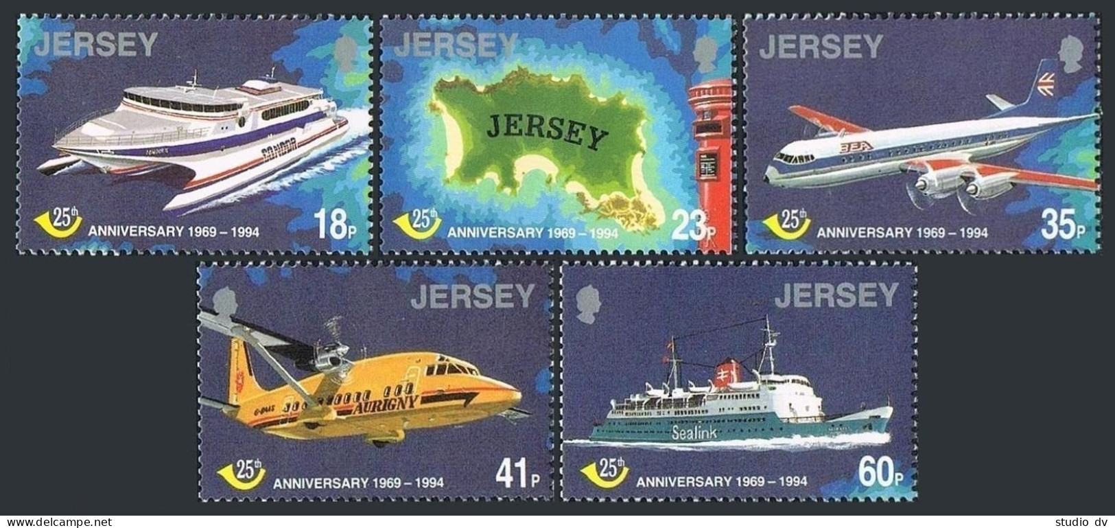 Jersey 685-689, 689a, MNH. Mi 669-673, Bl.9. Postal Independence, 5th Ann. 1994. - Jersey