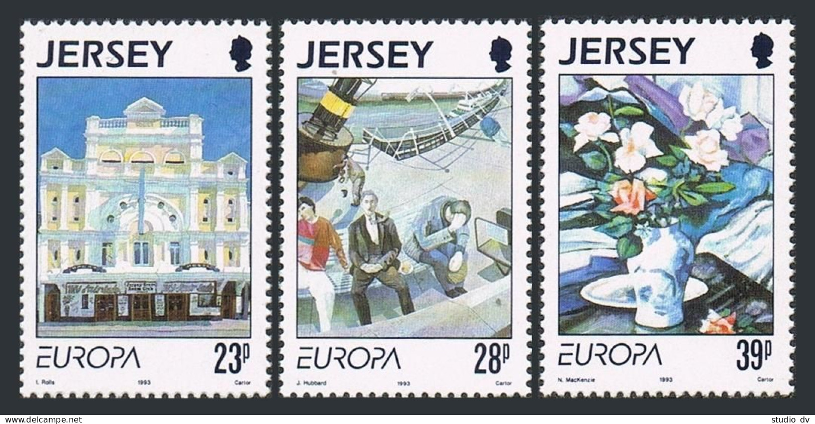 Jersey 631-633, MNH. Mi 612-614. EUROPE CEPT-1993. Contemporary Art. Opera House - Jersey