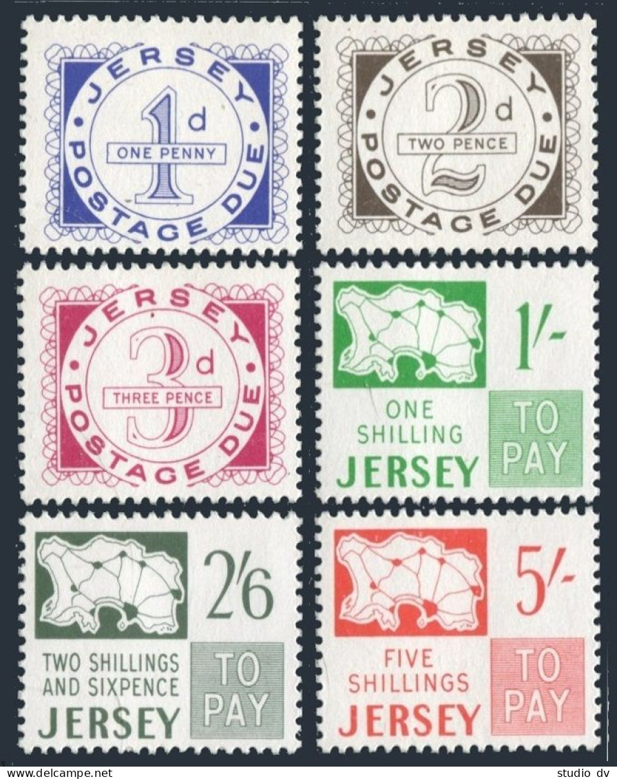 Jersey J1-J6,MNH.Michel D1-D6. Postage Due Stamps 1969.Numeral,Map. - Jersey
