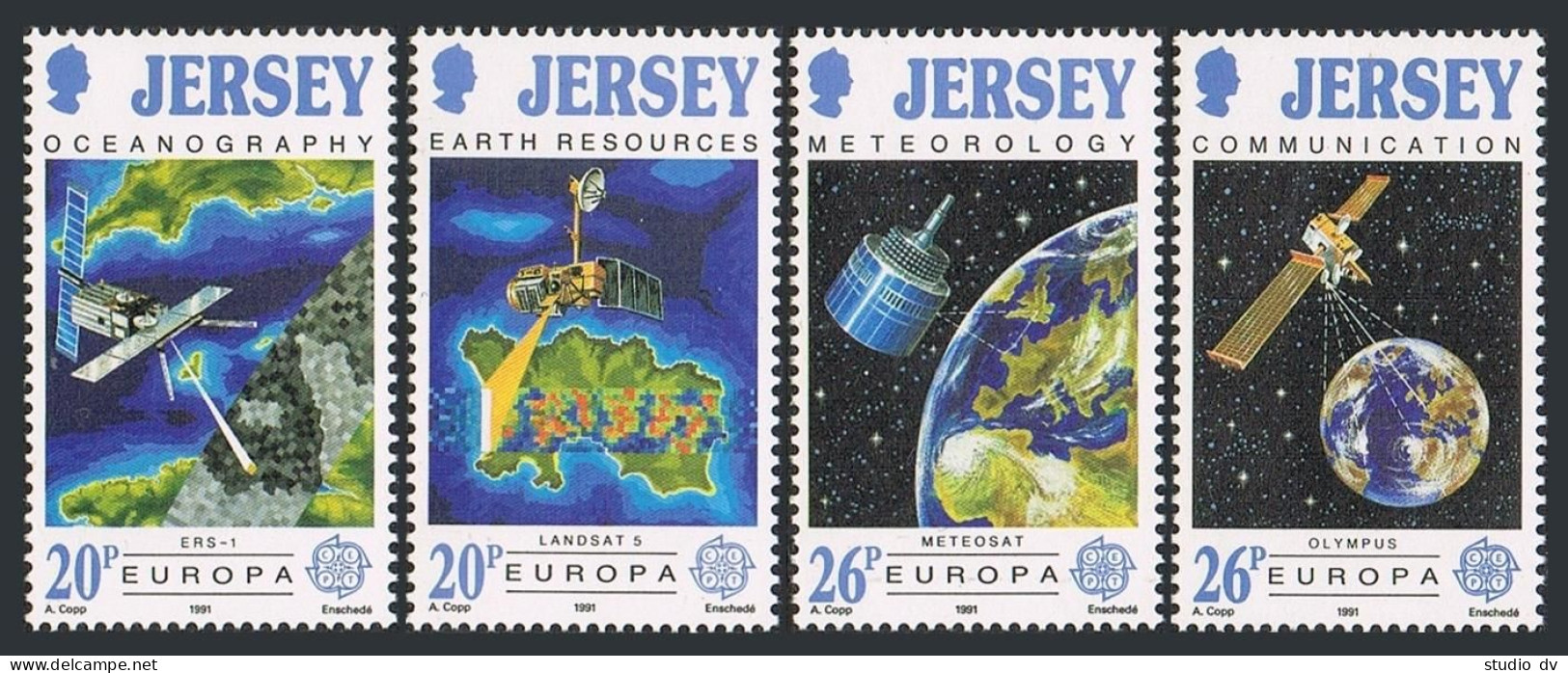 Jersey 559-562, MNH. Michel 539-542. EUROPE CEPT-1991. Satellites And Functions. - Jersey