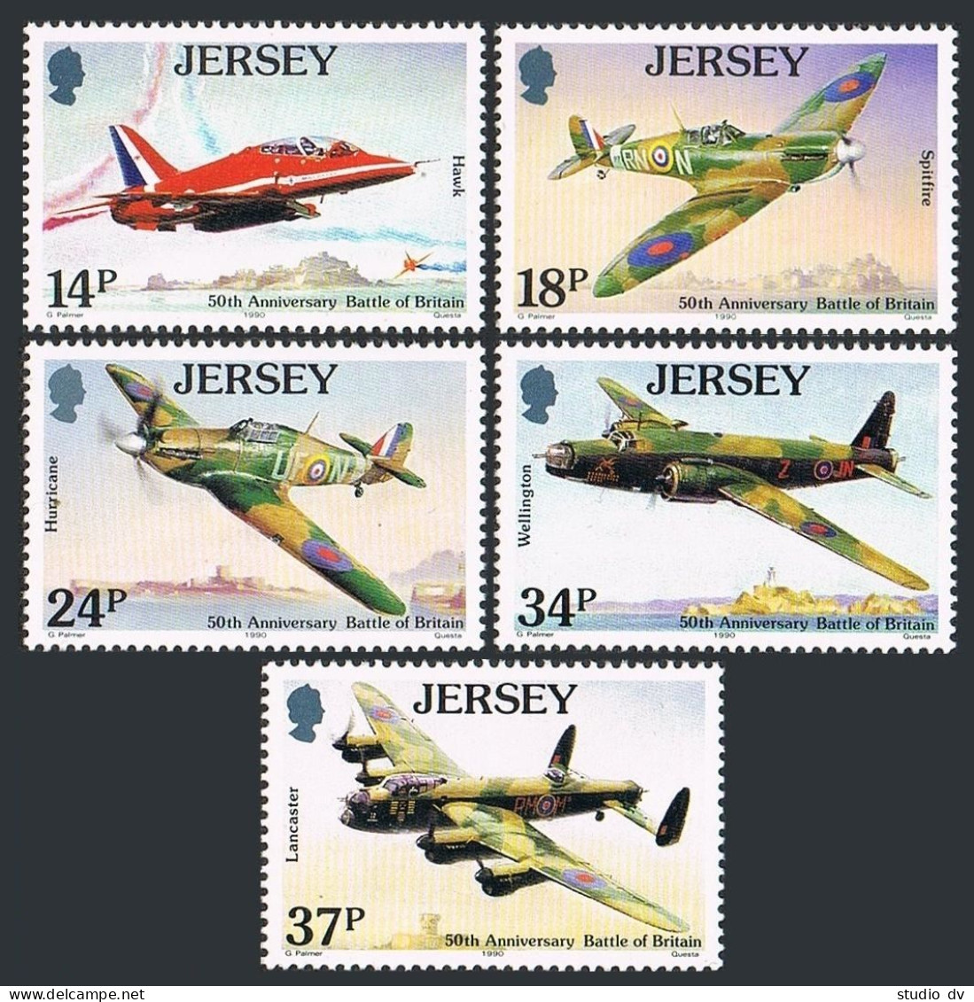 Jersey 544-548, MNH. Michel 524-528. Battle Of Britain-50th Ann.1990. Air Force. - Jersey