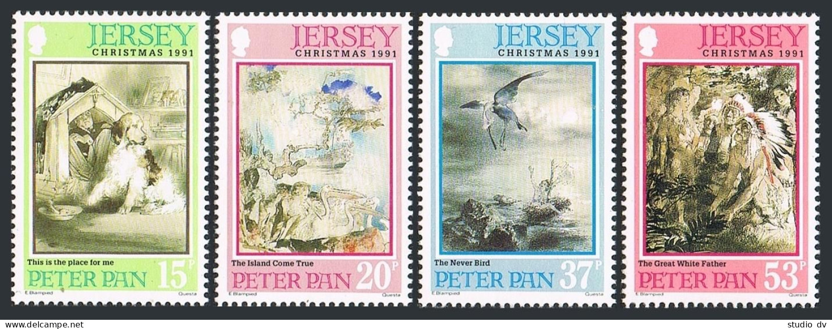 Jersey 578-581, MNH. Mi 559-562. Christmas 1991. Illustration, Edmund Blampied. - Jersey