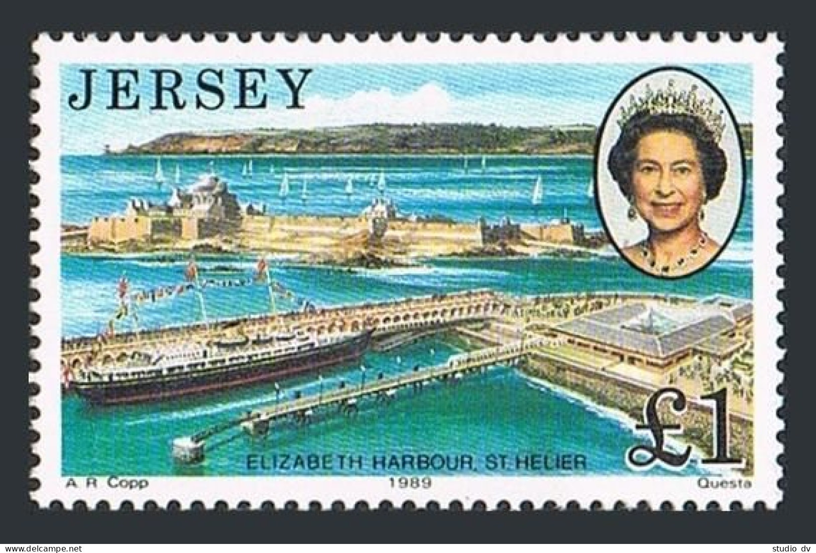 Jersey 515, MNH. Michel 484. Visit Of Queen Elizabeth II,1989. Harbor St Helier. - Jersey