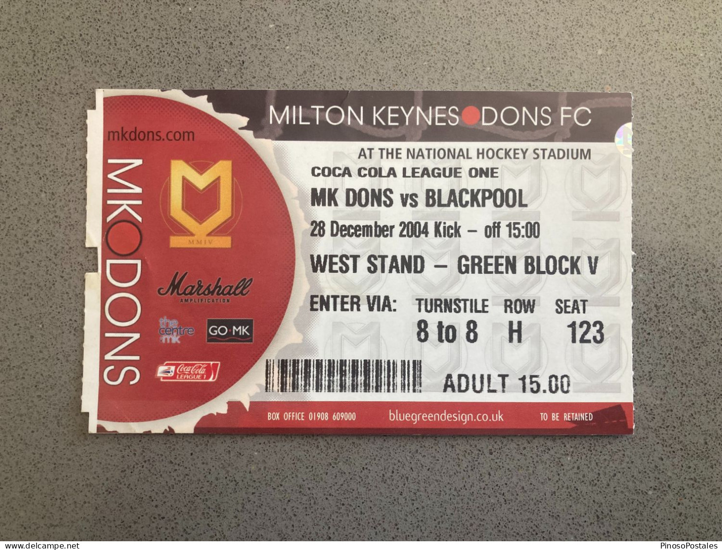 Milton Keynes Dons V Blackpool 2004-05 Match Ticket - Tickets & Toegangskaarten
