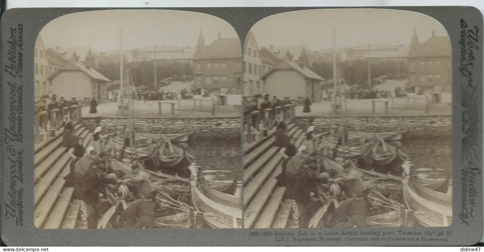 PHOTOS STÉRÉOSCOPIQUES - NORVEGE - TROMSOE- Achetant Du Poisson Dans Un Port Artic - Stereoscoop