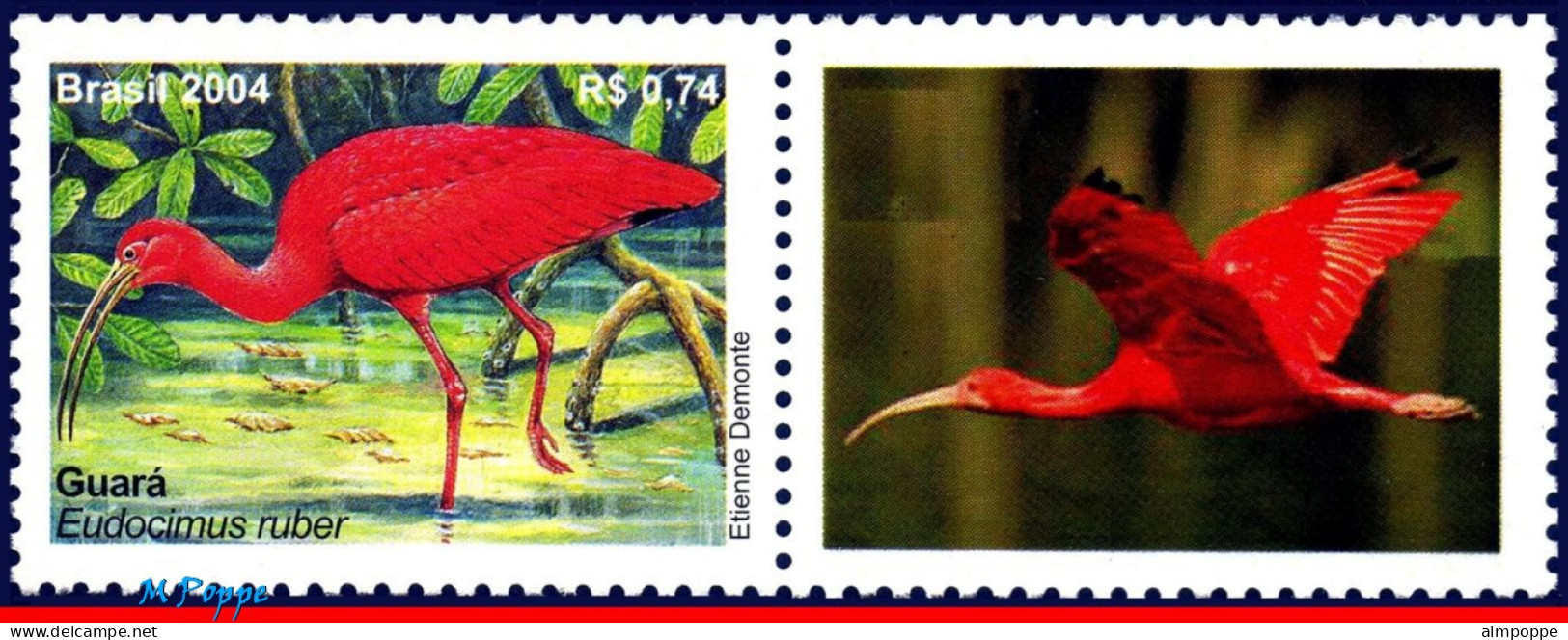 Ref. BR-2921A-2 BRAZIL 2004 - MANED, BIRDS,PERSONALIZED MNH, ANIMALS, FAUNA 1V Sc# 2921A - Flamingo